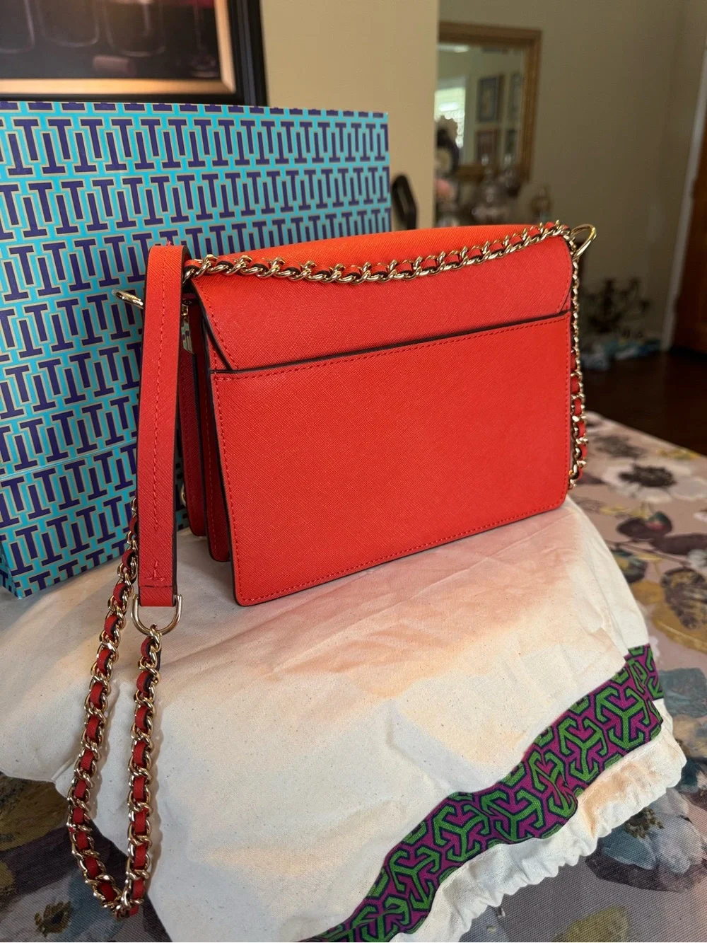 Tory Burch Poppy Crossbody Bag with Chain Strap and matching billfold/wallet